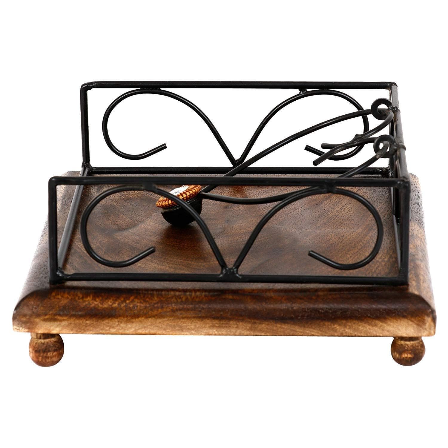 Metal and Wood Paper Napkin Holder