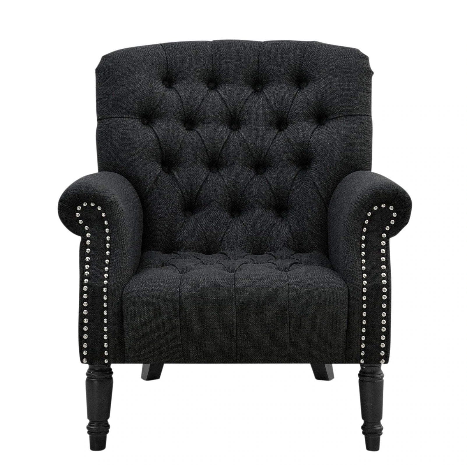 MAURICE BUTTONED ARMCHAIR BLACK