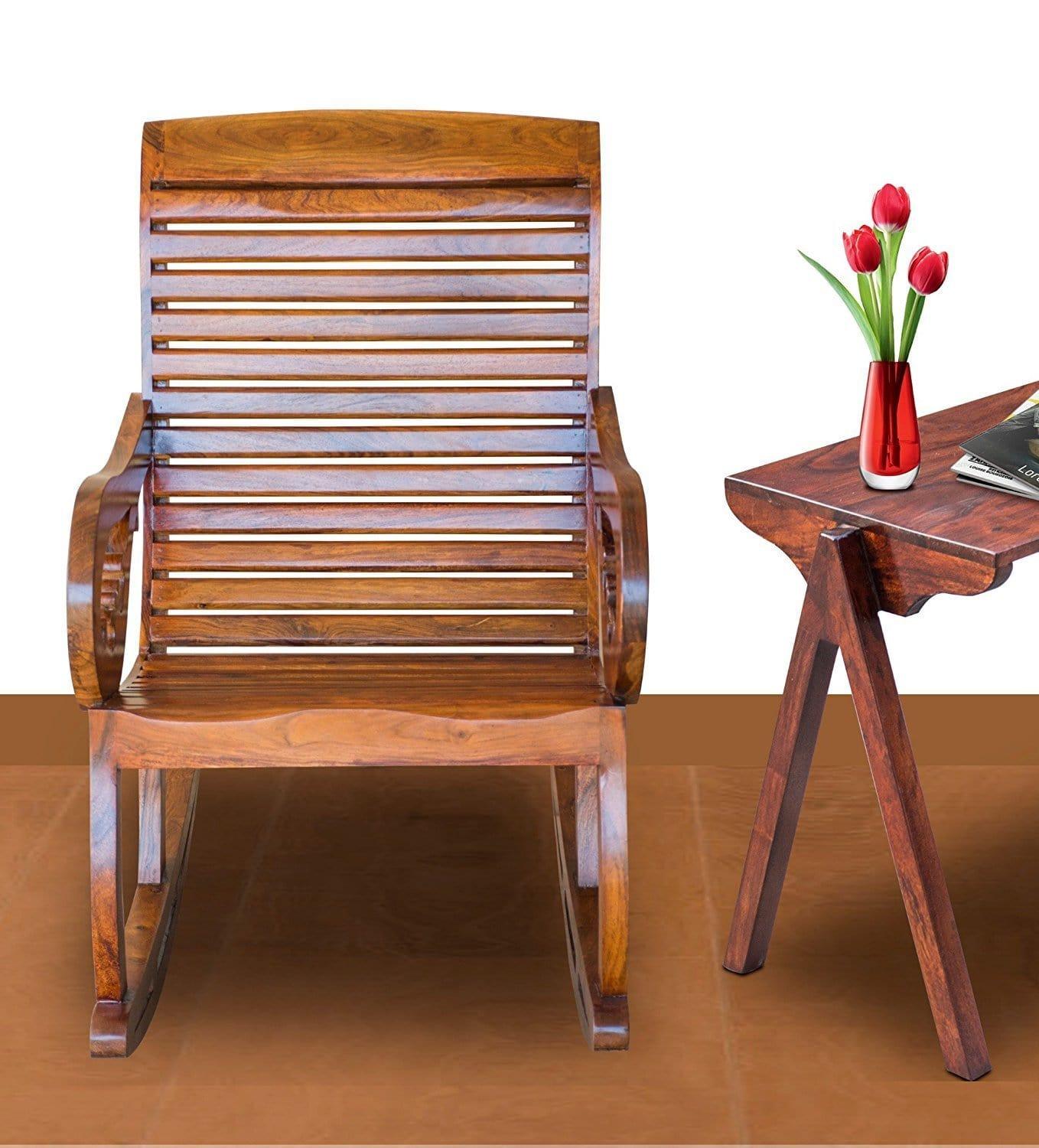 Wooden Royal Rocking Chair Wood Rocking Chair in Mahogany SPL Finish f
