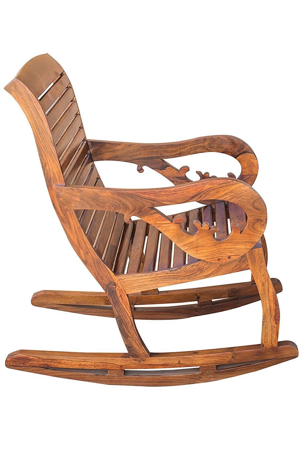 Wooden Royal Rocking Chair Wood Rocking Chair in Mahogany SPL Finish for Living Room Lounge Garden