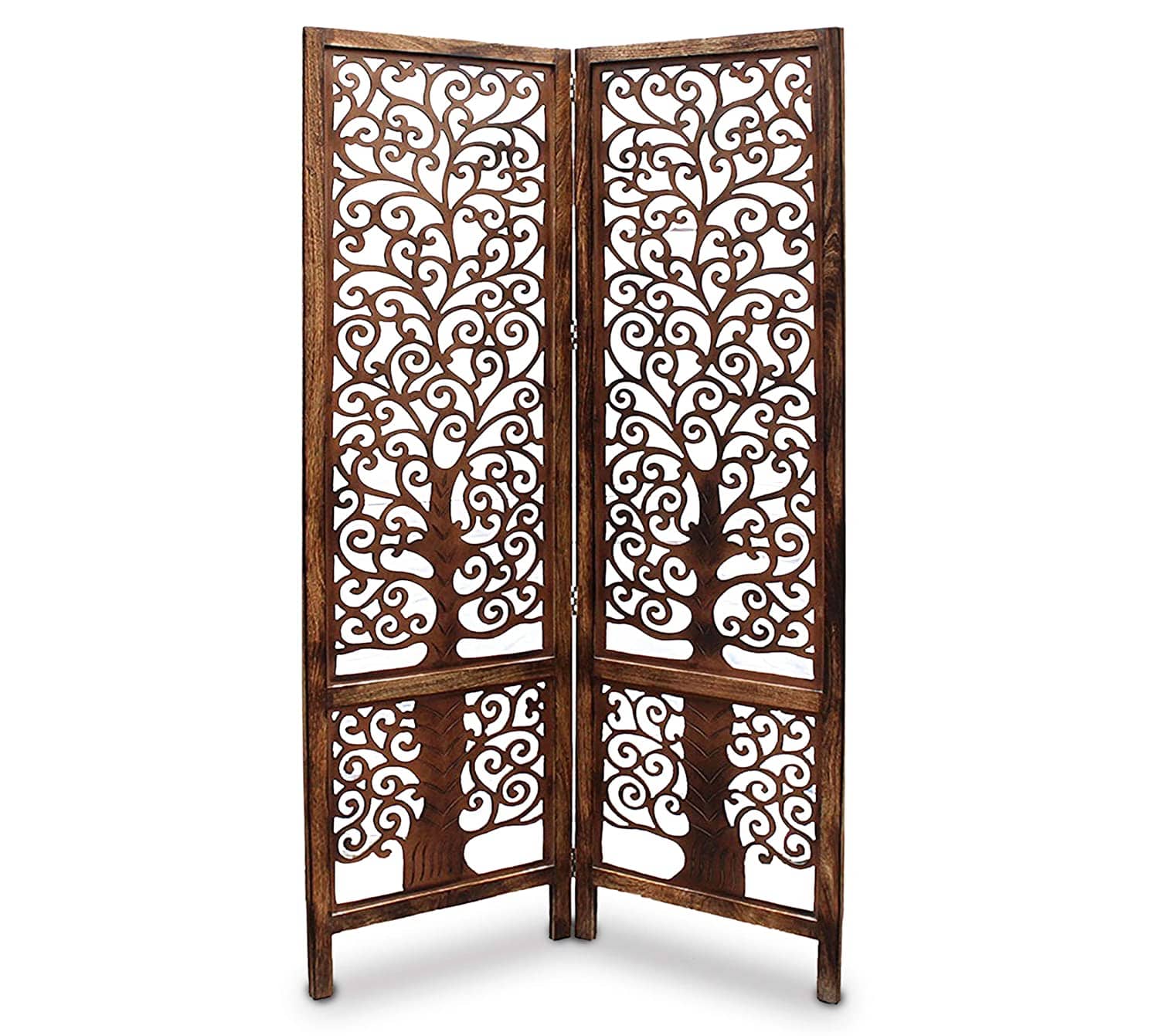 wooden  Handcrafted 2 Panel Brown Wooden Room Partition/Divider