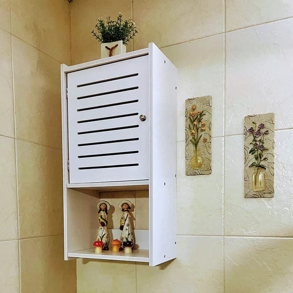 Small & Classy Modern White PVC Wall Mounted Cabinet For Bathroom Essentials