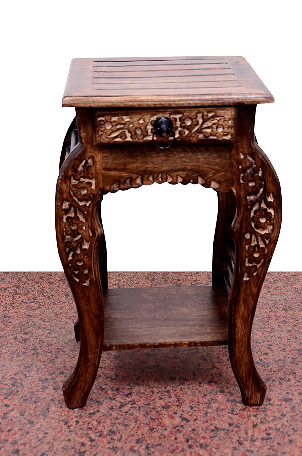 side tables living room online - Wooden Hand Carved Side Table