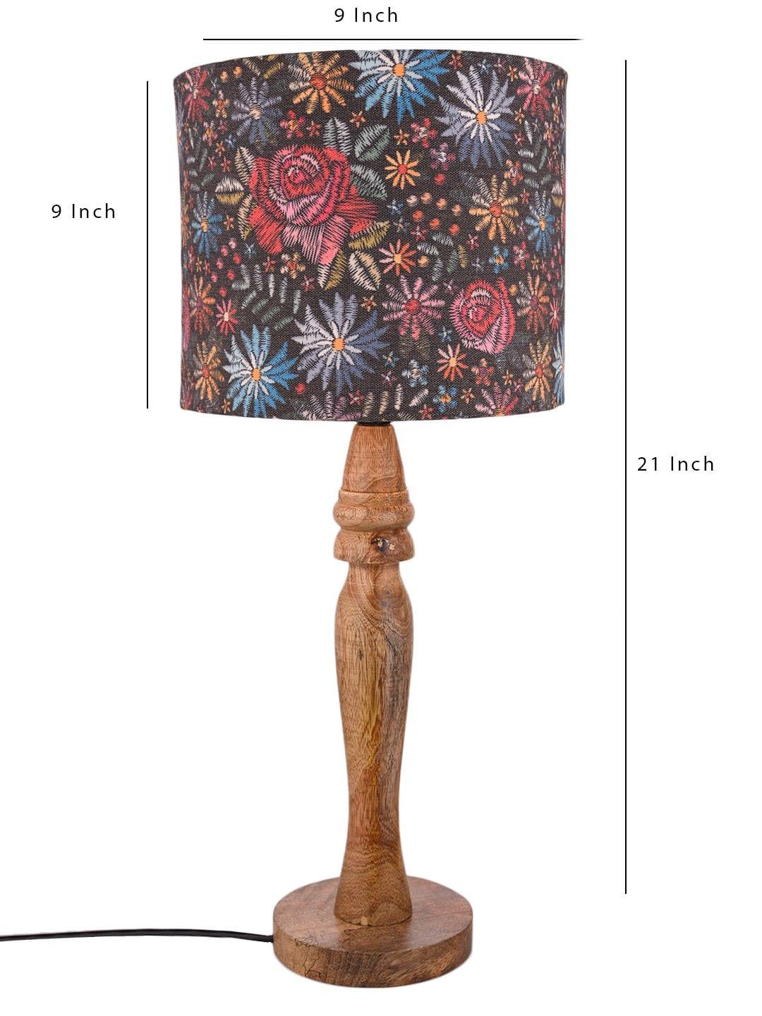 Wooden Black Floral Stich Lamp - Ouch Cart 