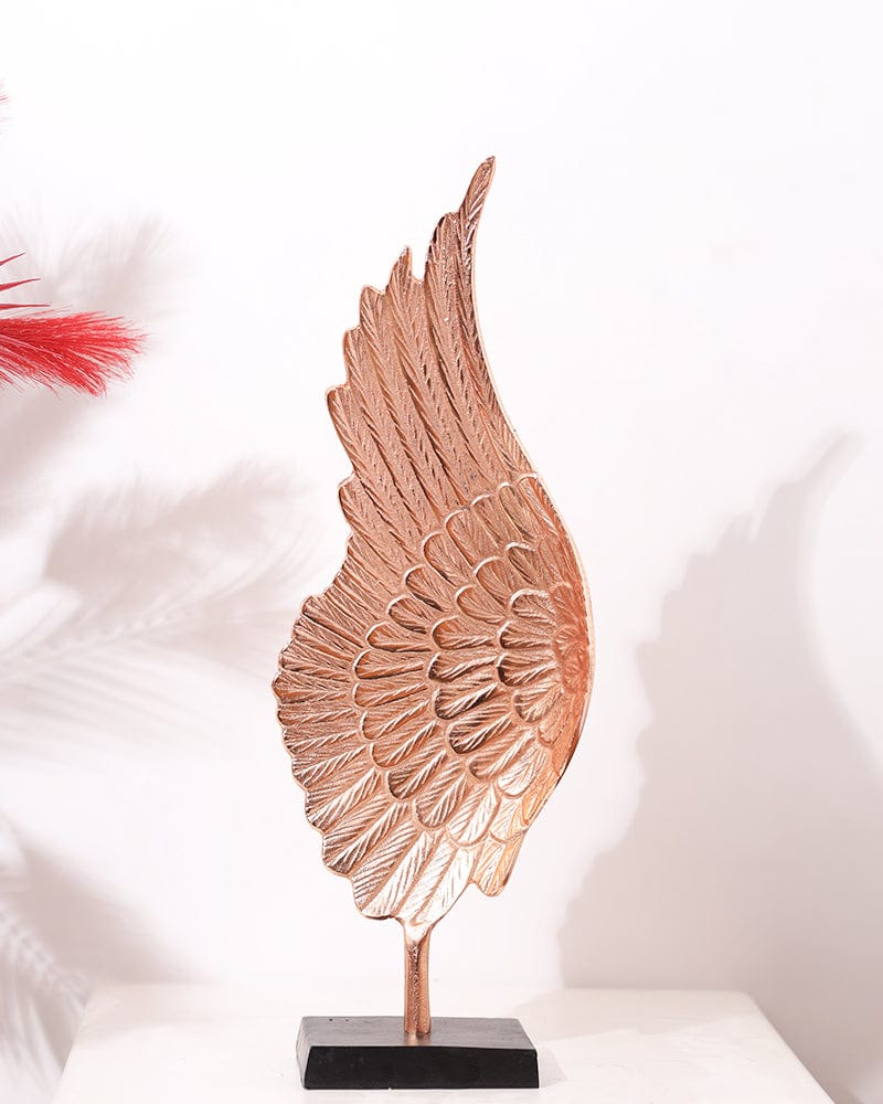 Metal Copper Color Left Angel Wings Table Top Showpiece (Pack Of 1) For Home Decoration, Living Room & Office