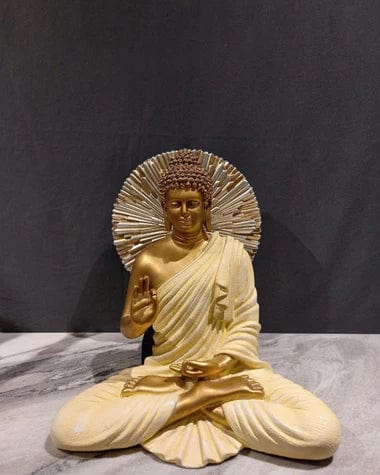 Polyresin Cream Buddha With Gold & Black Big Stand (Combo)