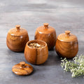 WOODEN SMALL CONTAINER FOR SAUCE || SPICE|| PICKLE || FOOD SAFE ( SET OF 4 )