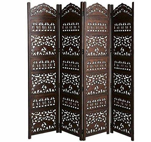 4 Panel Wooden Handcrafted Partition Room Divider Separator for Living Room/Office Wooden Partition Room Dividers for Home & Kitchen Office Wall