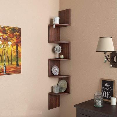 Wooden Wall Shelves | Corner Hanging Shelf for Living Room Stylish | Zig Zag Home Decor